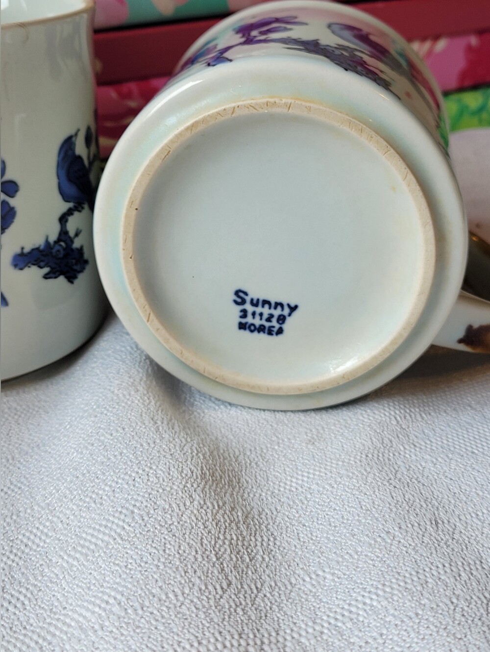 Sunnybird Designs Korean Vintage Blue Bird Stoneware Mugs - Set of 2 - Picture 3 of 3
